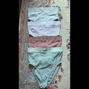 Skims cotton rib briefs boxer style high waist bikini set of 4